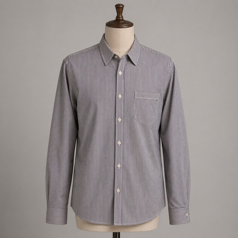 Gucci Blue Stripe High-end Career Shirt Slim Fit Authentic Men's 44 17 1/2